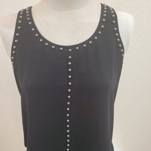 SIZE S PIXLEY Black Sheer Tank W/ Silver Beads